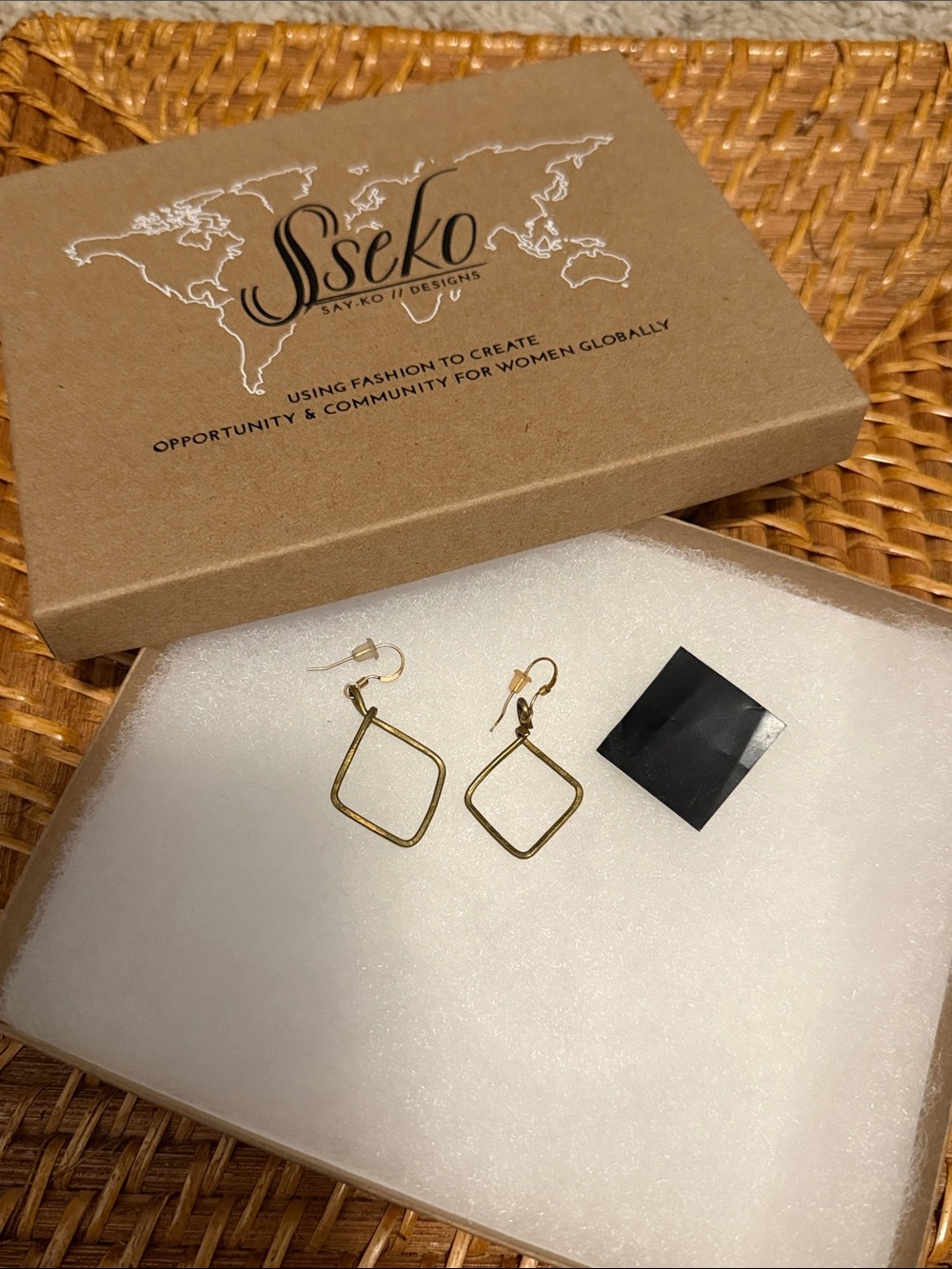 Sseko “Brave” earrings - brads- Open Diamond Drop Earrings
